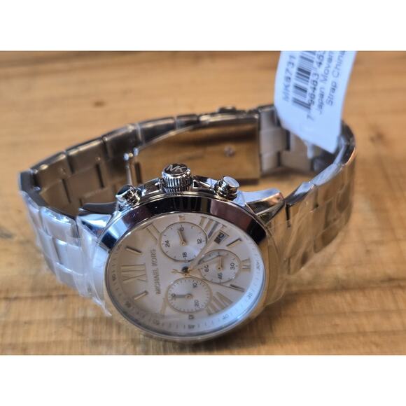 Michael Kors Silver and White Women's Watch - Picture 2 of 9